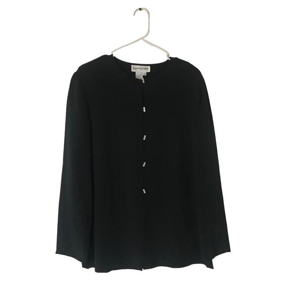Bloomingdale's Black Women Silk Blouse Top Size 8 Long Sleeve Rectangle Button - Picture 11 of 11